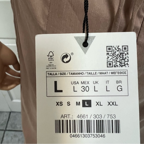 Zara Linen Blend Open Back Halter Tan Sleeveless Dress Size L  New - Picture 10 of 13